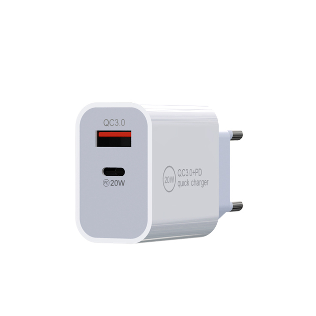 QC3.0  PD 20W Dual Port USB C+A Quick Charger Wall Charger Fast Charging Type C for All Phones