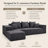 Canapé modulaire moderne en velours côtelé avec ottoman, ensemble de canapés à assise profonde, meubles pour salon