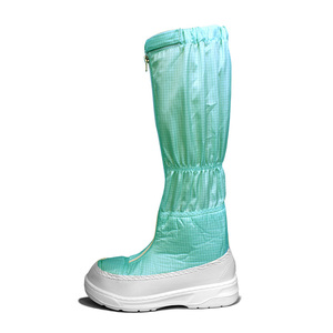 Anti-slip Anti-Static Dust Free Safety <strong>Shoes</strong> Electronic Food Factory Used 5mm <strong>Green</strong> Grid Fabric <strong>Canvas</strong> Upper ESD PU Sole Boots - Product Image 3
