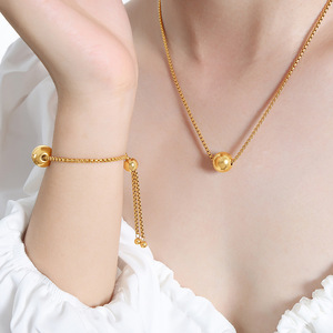 Collier Pendentif Perle Dorée Haut de Gamme Style Tendance Hip <span class=keywords><strong>Hop</strong></span> Plaqué Or 18 carats <span class=keywords><strong>en</strong></span> Acier Inoxydable - Product Image 4