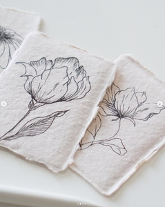 Aquarelle en papier de coton imprimé personnalisé blanc à bords froncés Escorte Save the Date/menu/carte d'invitation <span class=keywords><strong>Dessin</strong></span> - Product Image 2