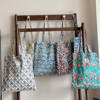 Sac fourre-tout bohème personnalisé avec logo, imprimé floral indien, en toile, pour boutique, vente au détail et cadeau de voyage