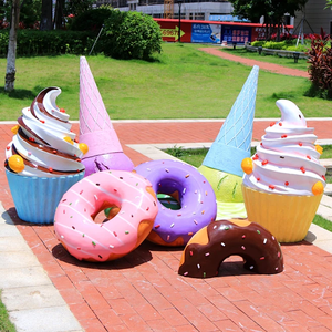 Escultura de Helado de Fibra de Vidrio, Escultura Pintada a Mano, Decoración de Centro Comercial, Escultura <span class=keywords><strong>Gigante</strong></span> de Conos de Helado para Exteriores, Escultura de <span class=keywords><strong>Donut</strong></span> - Product Image 3