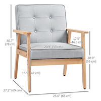 Fauteuil de salon vert olive en bois et tissu, chaise longue individuelle rembourrée en lin pour table basse