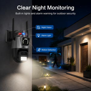 Caméra de sécurité dôme ICSEE à suivi automatique, prix usine, 6MP, triple objectif, double écran, zoom 8X, surveillance vidéo extérieure sans fil ICsee NVR - Product Image 4