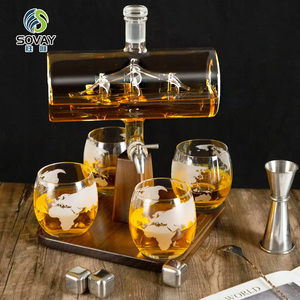Ensemble de carafe à whisky, distributeur de spiritueux pour bar à domicile, verre en cristal - 1250 ml, livraison de <span class=keywords><strong>2</strong></span> verres à whisky, magnifique support, fête des pères - Product Image 6