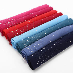 CCY Hijabs en viscose pour femmes musulmanes avec pierre Dernier bandeau de prière ethnique Bubble Pearl Chiffon Rhinestone Hijab Foulard Châles - Product Image 2