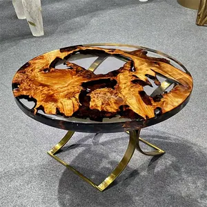 Epoxy Gỗ Bên Bảng Thiết Kế Sang Trọng Phòng Khách Đồ Nội Thất Đường Kính <span class=keywords><strong>50</strong></span> Cm Hoặc 2 Chân Nhựa Bên Bàn Tròn Trong Kho - Product Image 1