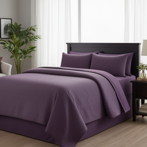 Queen Purple Reversible <b>Bedspread</b> <b>Set</b> 3 Pcs Quilted Coverlet Classic Style Home Bedding All Season Use - Product Image 2