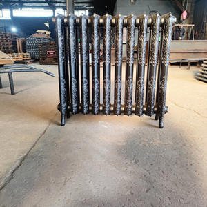 Radiatore BGL 76cm in Ghisa Stile Rococò <span class=keywords><strong>a</strong></span> Due Colonne, Montaggio <span class=keywords><strong>a</strong></span> <span class=keywords><strong>Pavimento</strong></span>, Anticorrosione, Design Grafico Nero Primer - Product Image 2