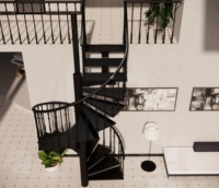 Escalier en colimaçon extérieur en acier au carbone, robuste, anticorrosion, avec garde-corps sécurisé, prêt à l'emploi pour grenier résidentiel