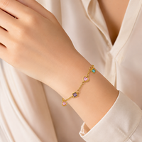 Bracelet tendance en acier inoxydable pour femme, plaqué or 18 carats PVD, avec zircon, style quotidien, bijoux à la mode