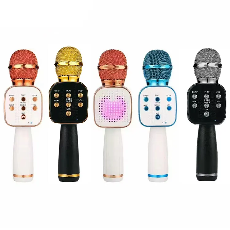 Mikrofon el kablosuz hoparlör ile kolay Karaoke Mikrofon kayıt müzik cep telefonu için KTV LED mikrofonun