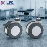 Roue pivotante en caoutchouc thermoplastique polypropylène de qualité médicale à verrouillage central de 5 pouces, capacité de charge de 70 à 120 kg pour lit d'hôpital