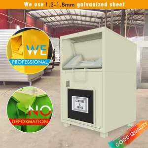 Factory Wholesale Outdoor Street Large Volume Clothes Donation Recycle Bin Box Steel Clothing Drop Bin