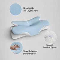 Oreiller en mousse à mémoire de forme moderne en forme de papillon avec logo personnalisé, soutien cervical, vente en gros, directement de l'usine OEM ODM