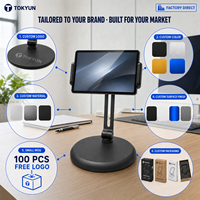 Support de téléphone de bureau pliable à double charnière réglable pour affichage portrait ou paysage, base lestée, OEM ODM, vente en gros, logo personnalisé