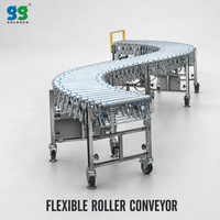 Convoyeur à rouleaux électrique Poly-V en acier inoxydable, flexible et motorisé, pour le tri des cartons alimentaires et la logistique express