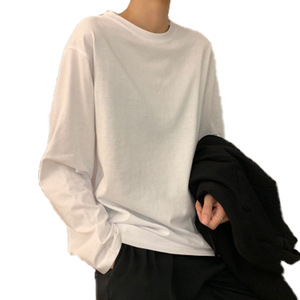 Camiseta Blanca de Manga Larga para Mujer, Corte Holgado, Color Sólido, Moda Otoñal, Prenda Interior Informal - Product Image 5