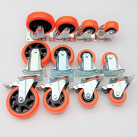 Roulettes pivotantes industrielles robustes en PU orange de 2 pouces, lot de 4 avec protections filetées, fixation par plaque, pour meubles et établis