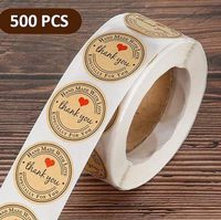 Pegatina Redonda Personalizada de Papel Kraft, Diseño Gratuito, Pegatina de Agradecimiento para Etiquetas, Sellado de Sobres de Boda, 500 Unidades/Rollo, Lista para Enviar