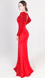 Elegante lusso rosso O collo manica lunga motivo scozzese paillettes Party Club Dress Sexy <span class=keywords><strong>abiti</strong></span> lunghi a sirena <span class=keywords><strong>abiti</strong></span> formali <span class=keywords><strong>da</strong></span> donna <span class=keywords><strong>XL</strong></span> - Product Image 4