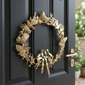 Rustic Metal <b>Christmas</b> <b>Wreath</b> Handmade Decorative Flowers Round Unlit Package High Quality Crafted - Product Image 5