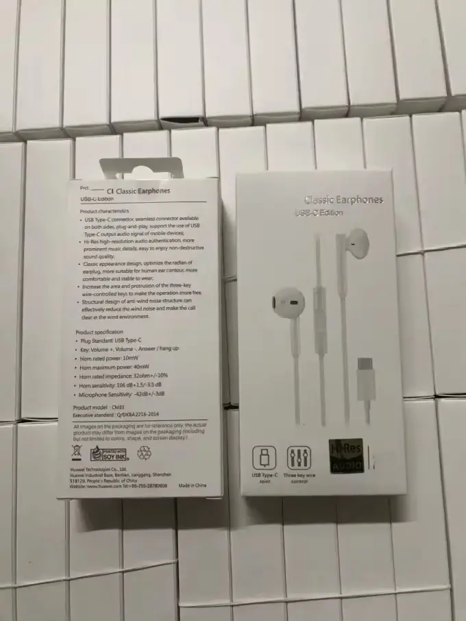 Orijinal kablolu USB-C kulaklık CM33 stereo kulak kulaklık tipi C kulaklık Huawei Mate 9 P20 handsfree kulaklık