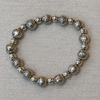 Bracelet en perles de globe en argent tibétain, motif sculpté, bracelet ethnique en perles, bijoux bohèmes faits à la main pour femmes et hommes