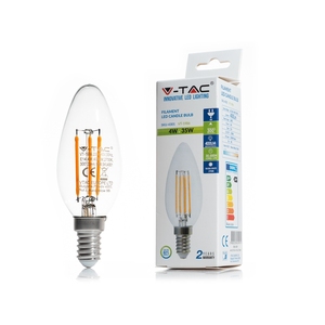 Ampoule LED V-Tac en forme de bougie 4W E14 2700K Blanc chaud Base en verre Durée de vie 25000H Certifiée CE - Product Image 4