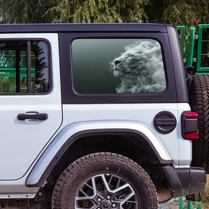 Adesivo per Finestrino Auto Personalizzato con Logo Leone Fumé, Trasparente e Perforato, Visione Unidirezionale per Finestrini Posteriori - Product Image 3