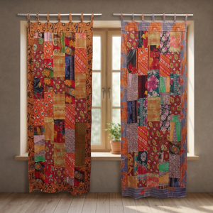 En gros À La Main Coton Sari Patchwork Kantha Décor À La Maison Rideau - Product Image 3