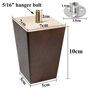 WEKIS Juego de 4 Patas de Madera Maciza de 4 Pulgadas en Color Antiguo para Muebles, Sofá, Gabinete, Sillón Reclinable, Piezas Metálicas para Uso Hospitalario - Product Image 2