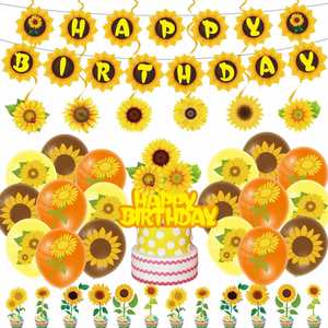Sun <b>Flower</b> Theme Birthday Festival Party Decorations Cartoon Flags Spiral <b>Balloons</b> Banner Set - Product Image 1