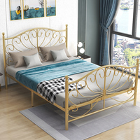 Lit en fer simple et moderne de style nordique, 1,5 mètre double, 1,8 mètre pour maison locative, cadre en fer simple 1,2 mètre, luxe léger