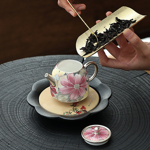 Théière en porcelaine He Fusen, sept couleurs, marguerite, argentée, avec couvercle, boîte cadeau pour servir le thé - Product Image 4