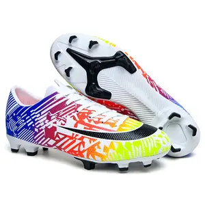 Adults 34-44 Fashion digital printing Color Football Sports Training Shoes Turf Non-slip High-top Football Shoes Soccer Boots