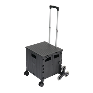 Chariot de supermarché pliable 35KG Conception d'escalier avec deux roues avant et six roues arrière pour le shopping à la maison - Product Image 1