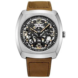 hot selling China suppliers skeleton NH72 watches most popular products real leather band watch