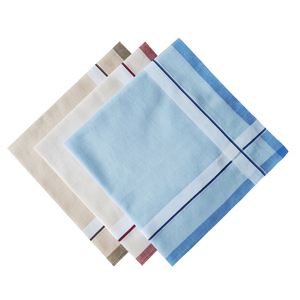 Mouchoirs en satin rayé 40 cm, style ancien, en coton artisanal, haute densité, pour hommes et personnes âgées, esprit nostalgique - Product Image 1