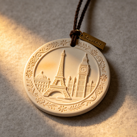 Diffuseur d'arômes en céramique pour voiture, en aluminium gaufré, avec tablette d'aromathérapie, style souvenir européen