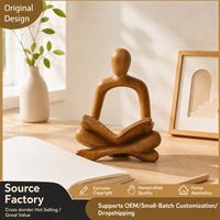 Sculpture de table minimaliste en résine imitation bois, figurine lisant assise sur les genoux, pour décoration de bureau, d'étude ou d'étagère