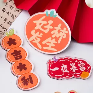 Hinchee Wholesale Good Luck 3D Fridge Sticker Word Blessing Kpop Colourful Custom Acrylic Photo Epoxy Fridge Sticker Personalise