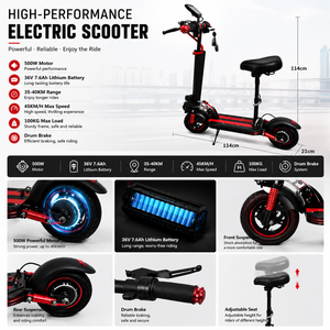 สกู๊ตเตอร์พกพาขนาดเล็ก EU มอเตอร์ 500W ระยะทาง 40-60 กม. เสียงเบา จอแสดงผลอัจฉริยะ ดีไซน์พับเก็บได้ประหยัดพื้นที่สำหรับบ้าน รับน้ำหนักได้ 100 กก. - Product Image 3