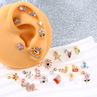 Topash – boucles d'oreilles en acier inoxydable avec Zircon transparent, anneaux de Cartilage helix daith tragus, clous d'oreilles, bijoux de Piercing pour le corps