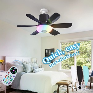 Nuevo Ventilador de Techo 2025 de 32W con Luz LED RGB, Bluetooth, Música y Función de Temporizador para Hogares, Dormitorios, Cocinas y Restaurantes - Product Image 2