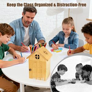 Boîte de rangement pour téléphone en bois, rectangulaire, avec couvercle rabattable, organiseur de bureau pour la recharge, avec trous couverts, type sur pied - Product Image 4