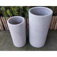 Lot de 2 pots de fleurs de jardin en forme de cylindre en fibre d'argile pour intérieur et extérieur Jardinière gris marbré pour décoration de jardin