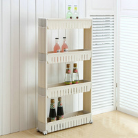Étagère de rangement de cuisine coulissante mince à 4 niveaux Offre Spéciale étagère de rangement en plastique de cuisine chariot roulant de rangement à 4 niveaux