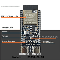 Carte de base ESP32-C6-DevKitC-1 ESP32-C6 WIFI6 BLE Zigbee à très faible consommation d'énergie compatible avec les modules de la série ESP32